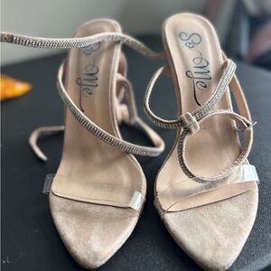 Suede Women's Beige Strappy Heels